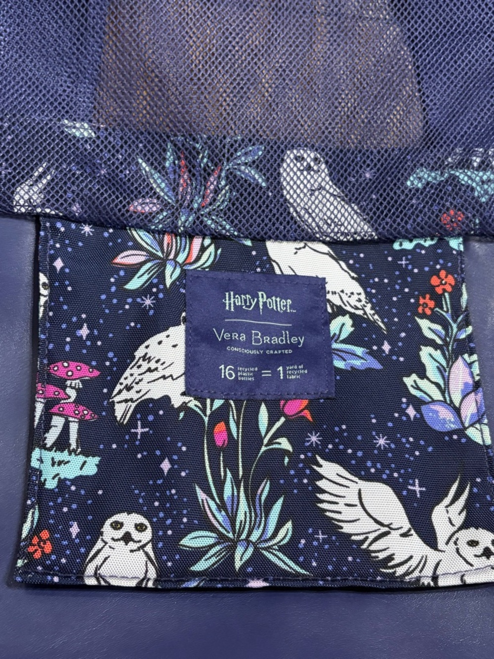 Vera Bradley Navy Owl Print Harry Potter Tote - Forbidden Forest - Picture 9 of 15